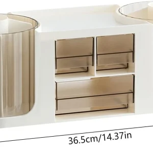Rotating Desk Organizer with 2 Pen Holder, Desk Organizers and Accessories wi...