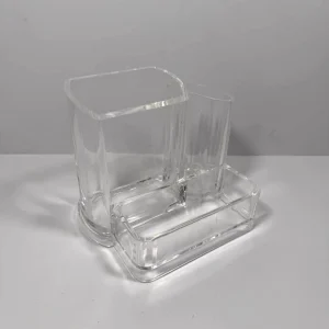 Acrylic Pen Holder 3 Compartment Desk Organiser for Pens, Brushes & More