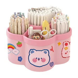 Rotating Pen Holder Desk Organiser Large Pencil Cosmetic Brush Storage Box